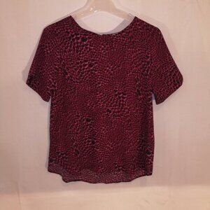 Rickis Ladies Short Sleeves Pink Black Print Blouse